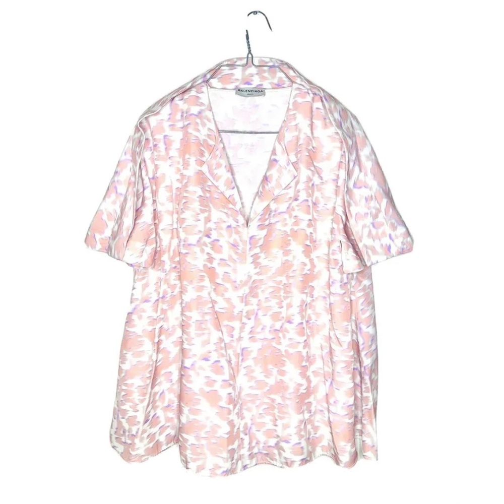 Balenciaga Abstract Print A-line Short Sleeve Blouse
